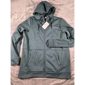 Nike Therma Fit Full-Zip Training Fleece Tech Hooded Jacket Teal Green Large NWT